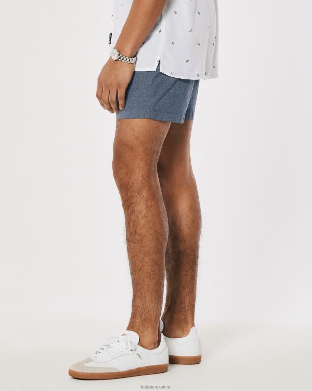 Bottoms Hollister Men Twill Jogger Shorts 5\\ 488201144 Navy Microstripe